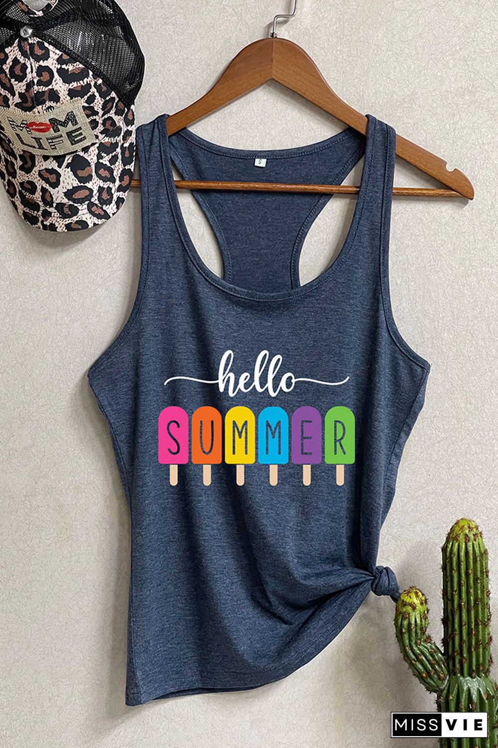 Hello Summer Graphic Tank Top Wholesale