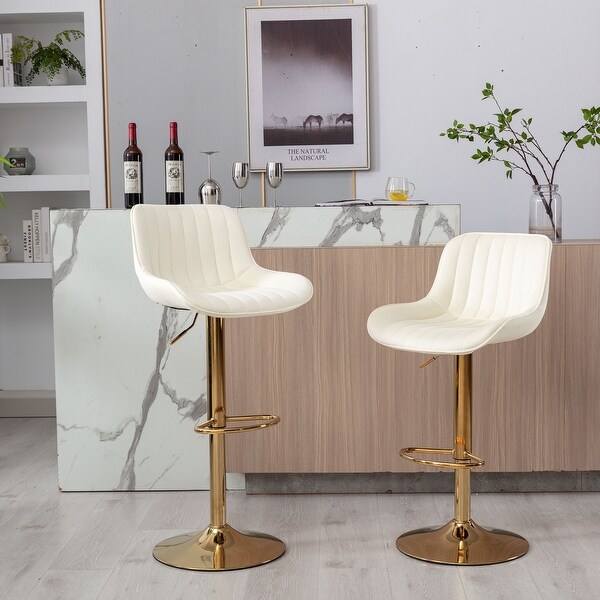 Swivel Height Adjustable Simple Style Bar Stools，Set of 2