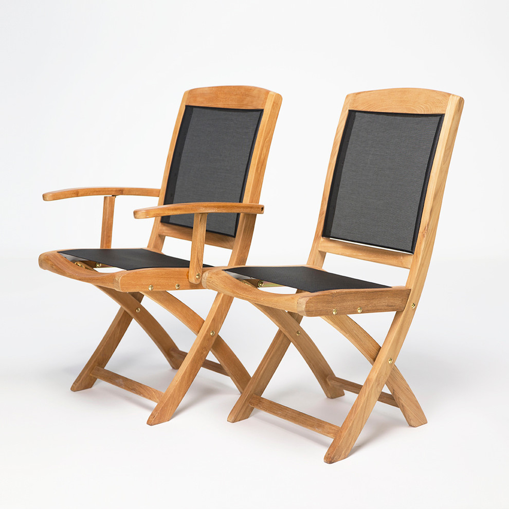 Teak  ampTextilene Folding Chair Colorado   Transitional   Outdoor Folding Chairs   by Virventures  Houzz