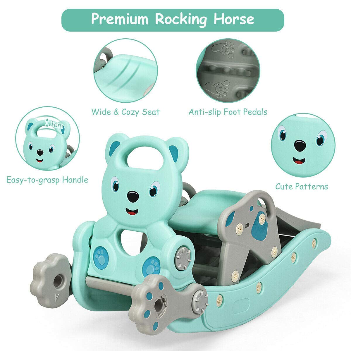 Costzon 4 in 1 Toddler Slide Rocking Toy, Kids Rocking Horse Slide Toy