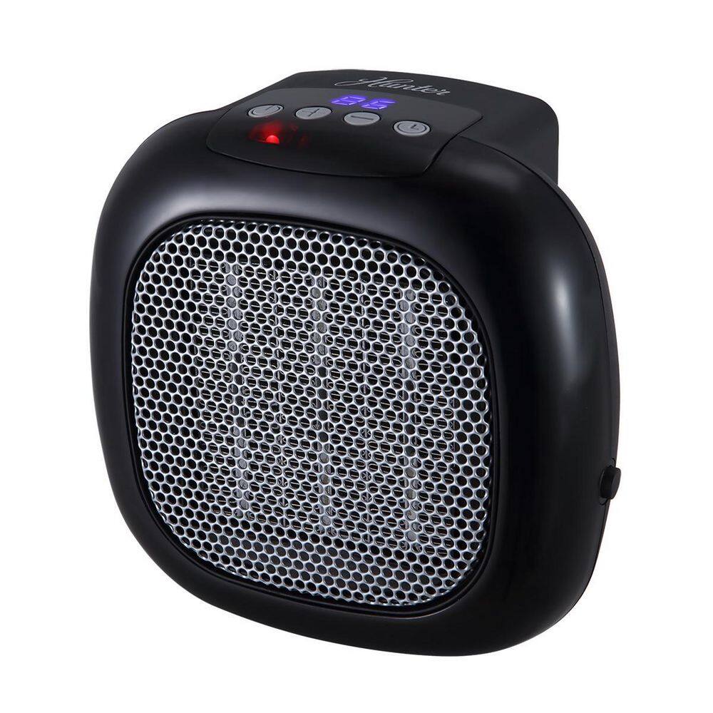 Hunter 750-Watt 5 in. Direct Plug-In Electric Ceramic Heater with Digital Display and Remote Control 73038R-BK