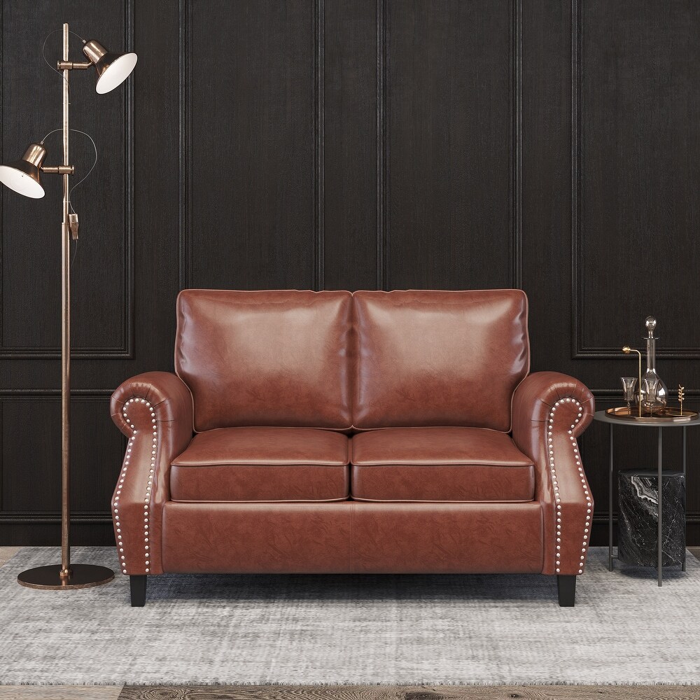 Lawton Faux Leather Loveseat with Nailhead Trim by Christopher Knight Home