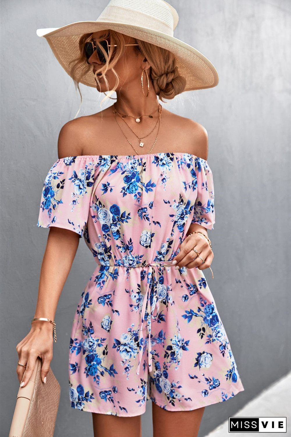 Off Shoulder Floral Summer Romper