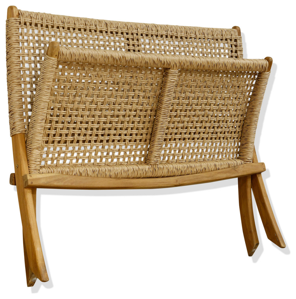 Asha Accent Chair  Natural Teak Wood   Tropical   Outdoor Lounge Chairs   by Lighting New York  Houzz