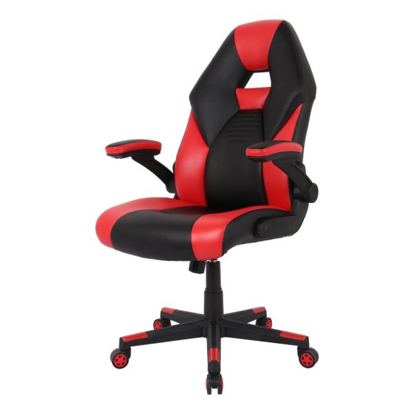 RS Gaming RGX Faux Leather High-Back Gaming Chair， Black/Red， BIFMA Certified