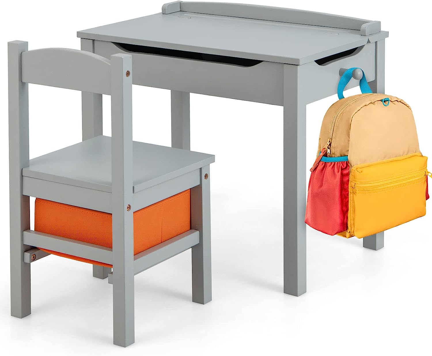 Costzon Kids Table and Chair Set, Flip Top Toddler Study Desk w/Chair for Playroom Nursery