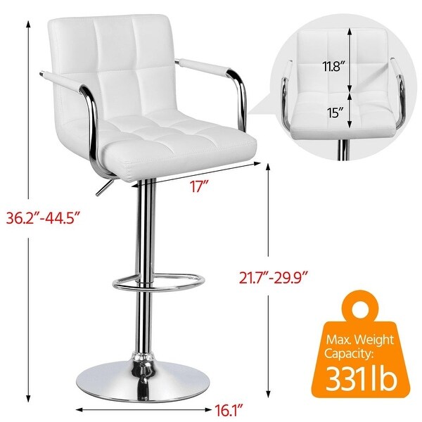 Bar Stool with Adjustable Height and Armrests， Set of 2， White?