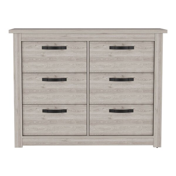 Becca Double Dresser with 6 Drawers， 4 Legs and Metal Hardware - - 35569980