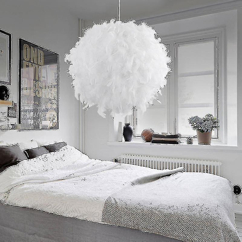 White Feather Ceiling Lampshade Pendant Non-electric Shade Shade Reducing Ring Pendan Lamp - 30cm