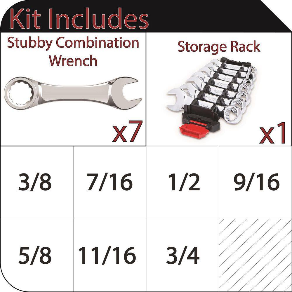 Husky Stubby SAE Combination Wrench Set (7-Piece) HSTW7PCSAEN-05