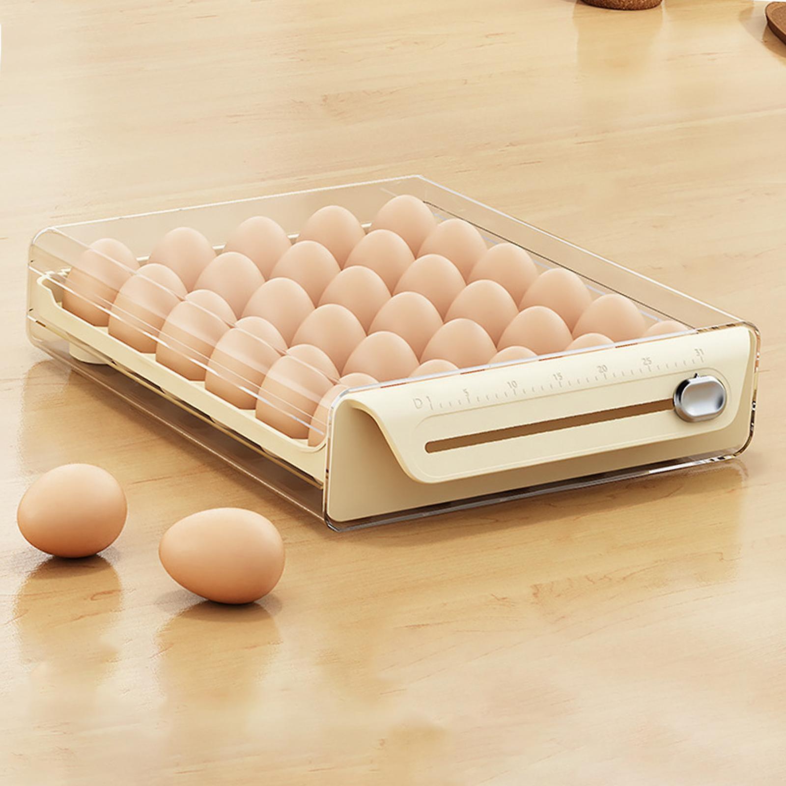 Eggs Storage Container With Time Scale Eggd Tray With Drawer Kitchen Freezer Single 30 Grid