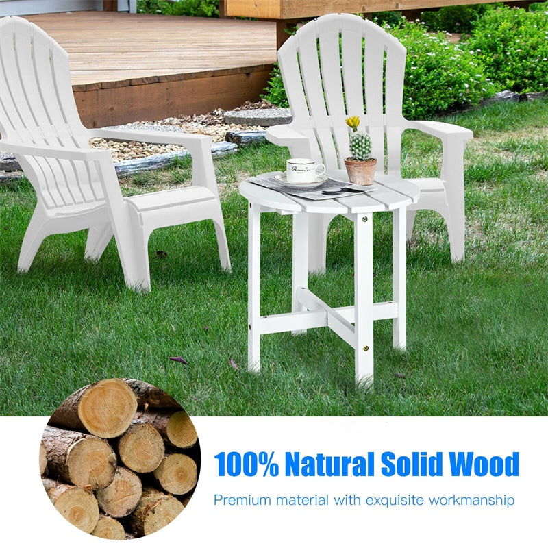 18¡¯¡¯ Outdoor Round Bistro Side Table Wood Slat End Table for Garden