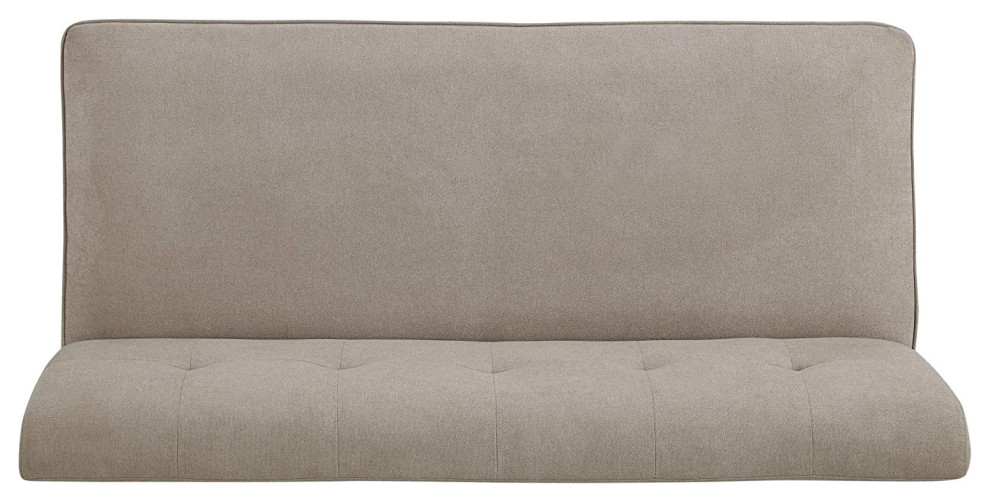 Midcentury Loveseat Settee  Armless Design With Ivory Chenille Fabric Upholster   Transitional   Loveseats   by Decor Love  Houzz