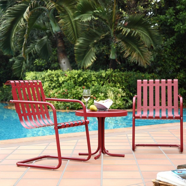 Gracie 3pc Outdoor Seating Set Dark Red Crosley