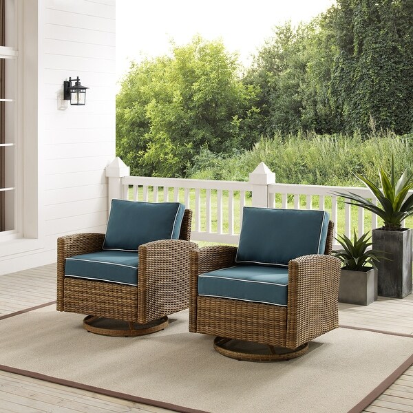 Crosley Bradenton 2Pc Outdoor Wicker Swivel Rocker Chair Set