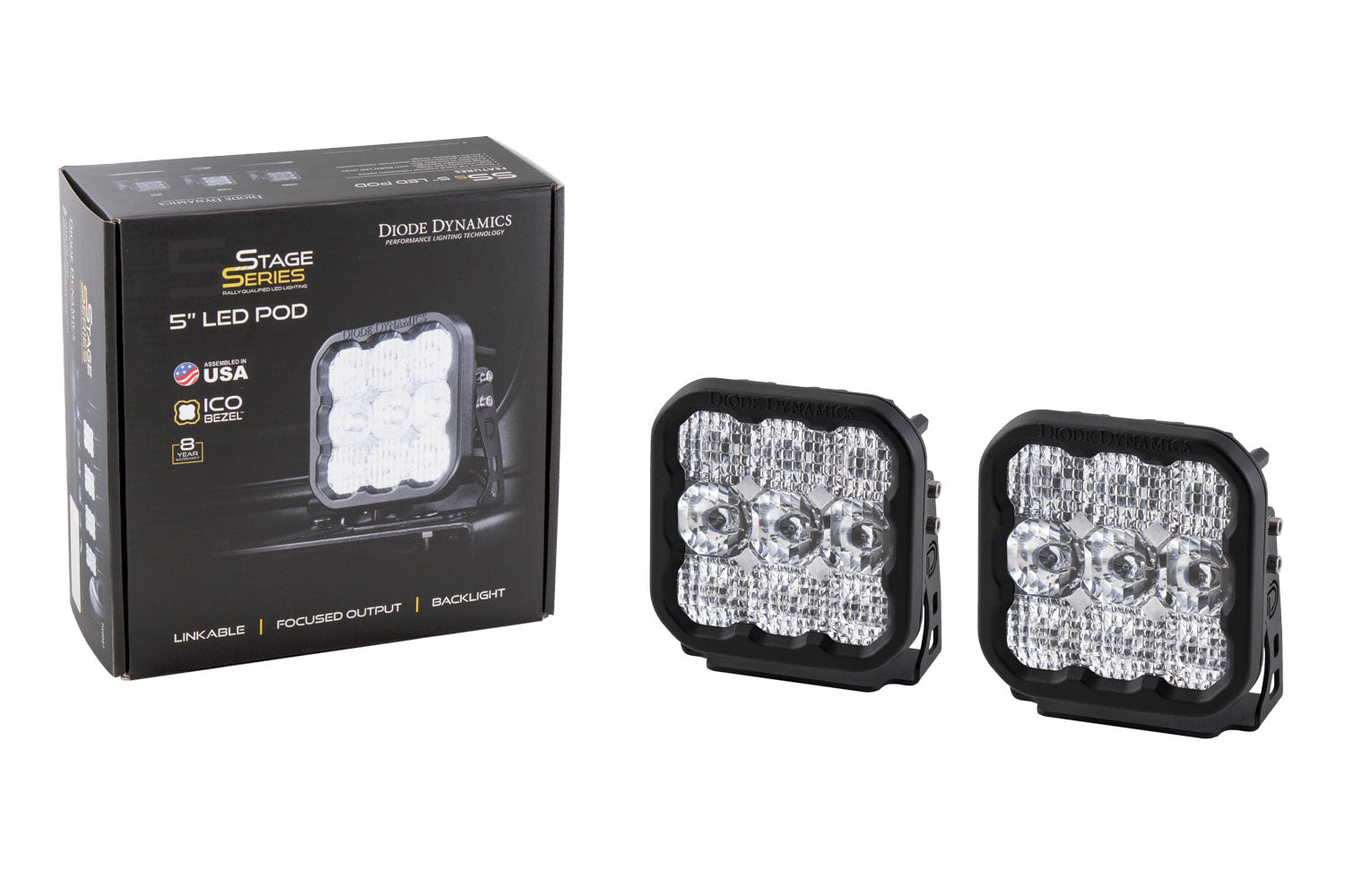 Diode Dynamics SS5 LED Pod Pro White Combo Pair Universal DD6775P