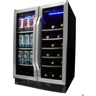 Silhouette Dual Zone 23.81 in. Wide 60 beverage cans and 27 bottles of wine Built-in Beverage Center in Stainless Steel SBC051D1BSS