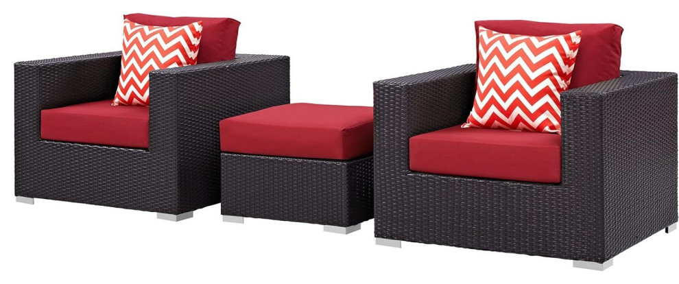 3 Pieces Patio Set  Chairs With Padded Seat  ampSquare Corners   Midcentury   Side Tables And End Tables   by Declusia  Houzz