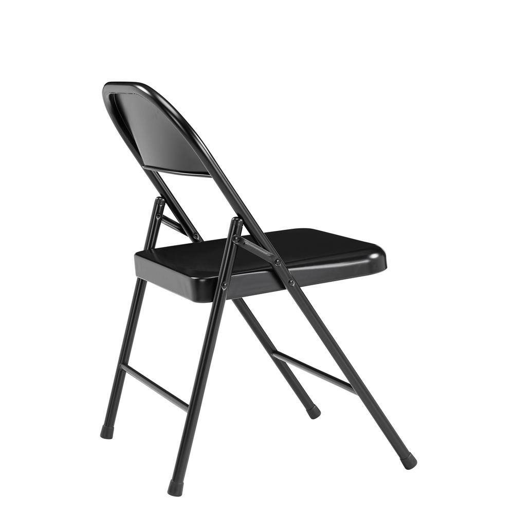 National Public Seating Black Metal Stackable Folding Chair (Set of 4) 910