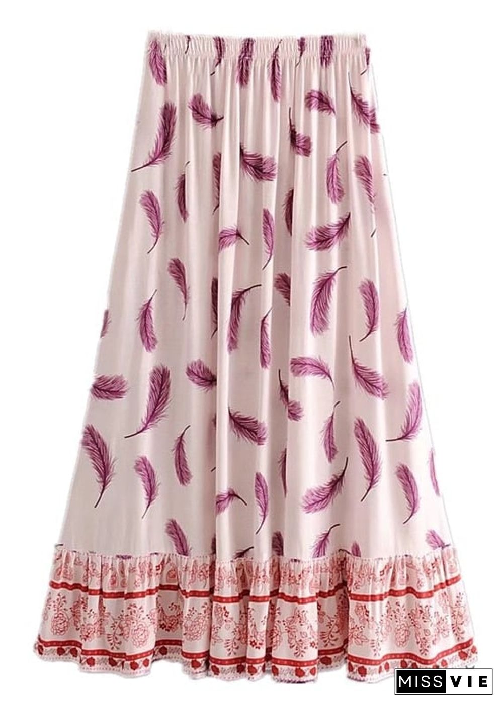 Boho Skirts in Feather in Pink For Women