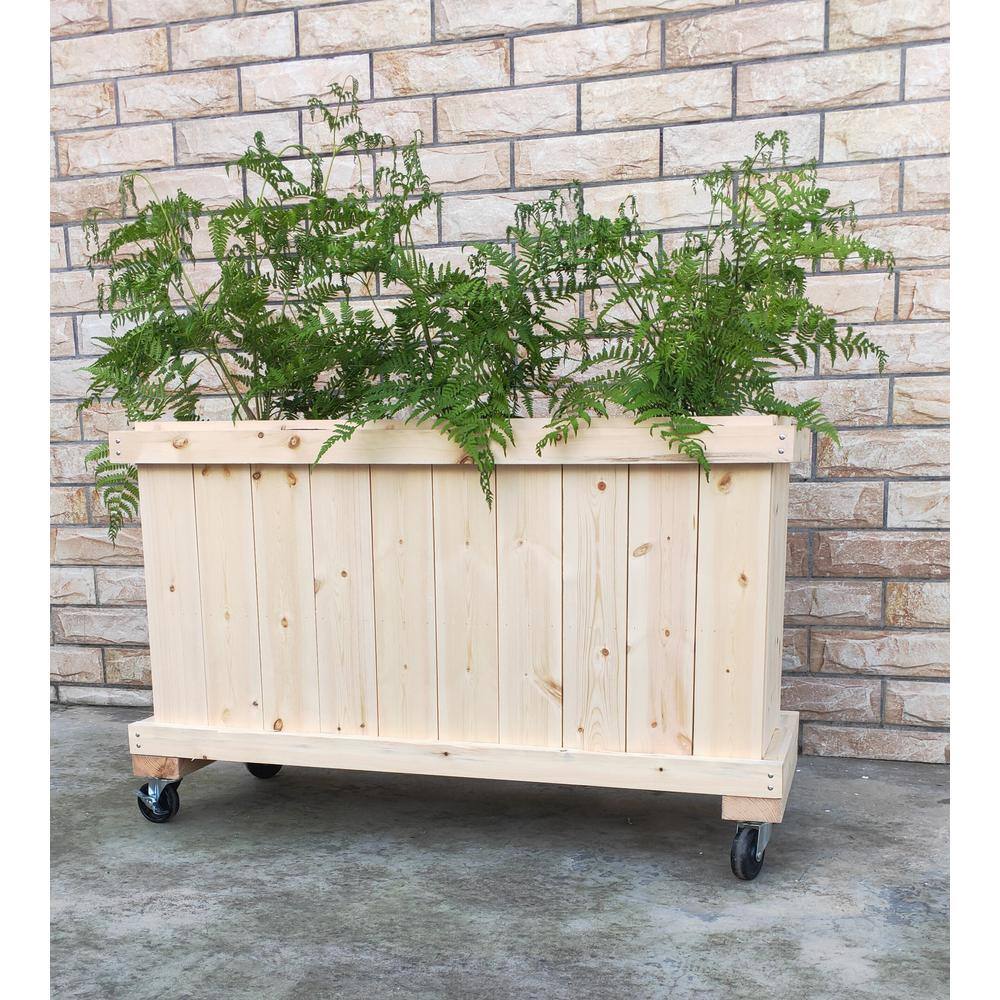 Ejoy 45 in. x 25 in. x 14 in. Solid Wood Mobile Planter Barrier WoodPlanter_45x25x14