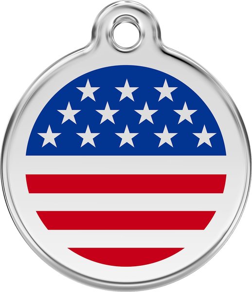 Red Dingo USA Flag Stainless Steel Personalized Dog and Cat ID Tag