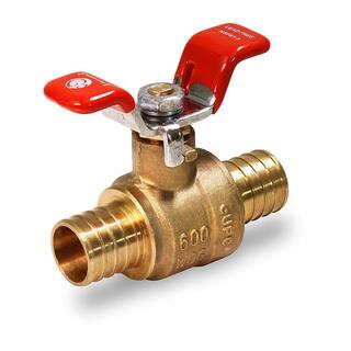 The Plumber's Choice 12 in. Full Port PEX Barb Ball Valve Water Shut Off with Tee Handle 12615PV