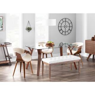 Lumisource Curvo Bent Wood Walnut and Cream DiningAccent Chair CH-CRVNL WL+CR