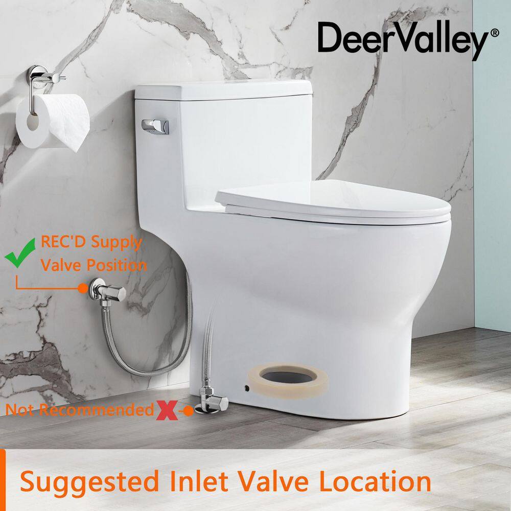 DEERVALLEY DeerValley Concord 12 in. Rough in Size 1-Piece 1.28 GPF Single Flush Elongated Toilet in White Seat Included DV-1F52626