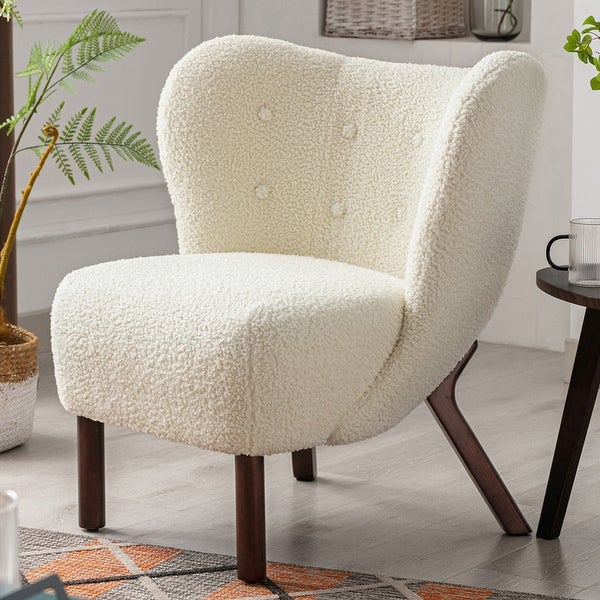 Modern Accent Chair Tufted Side Chair with Solid Wood Legs