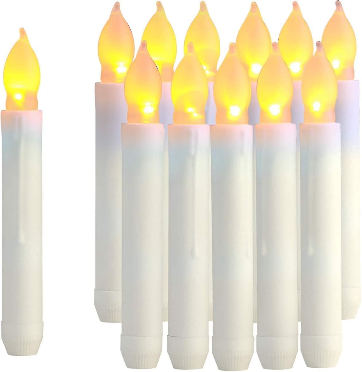 12 Pieces Of Led Conical Candle Lamps， Floating Candles， Fire -free Battery -powered Windows Candle