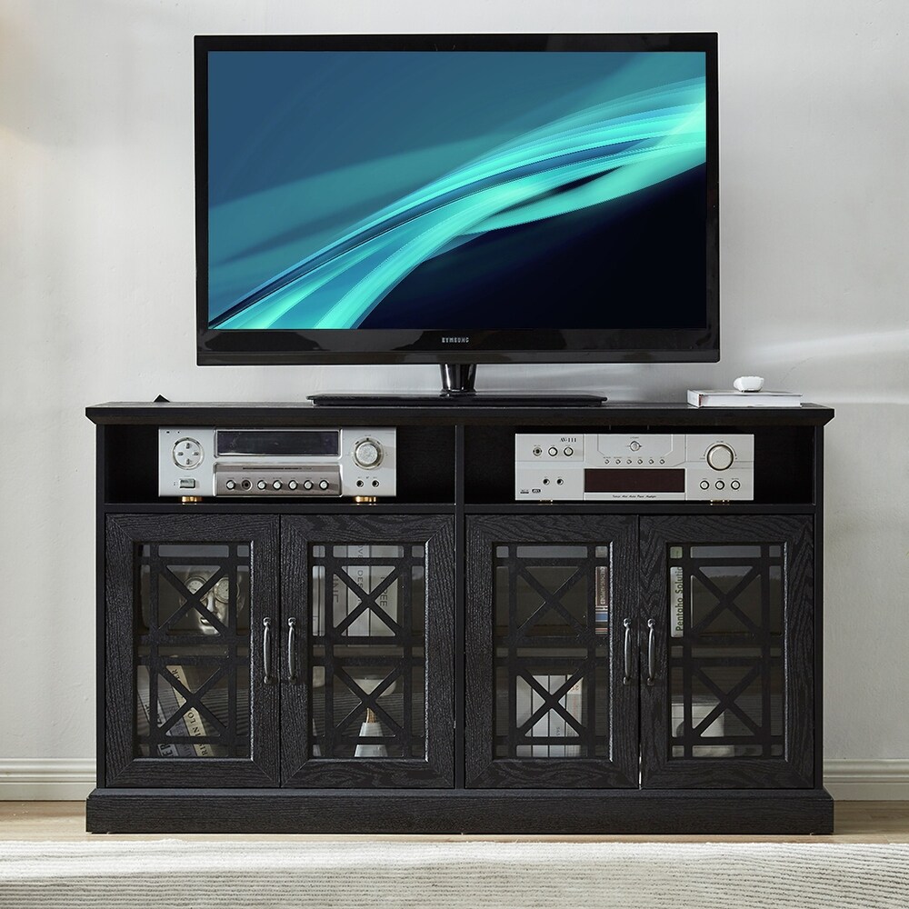 Storage Buffet Sideboard TV Console   TV Console Cabinet Table  Black   16 inches in width