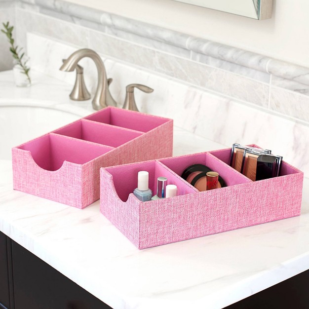 Household Essentials Set Of 2 3 section Drawer Trays Carnation Pink