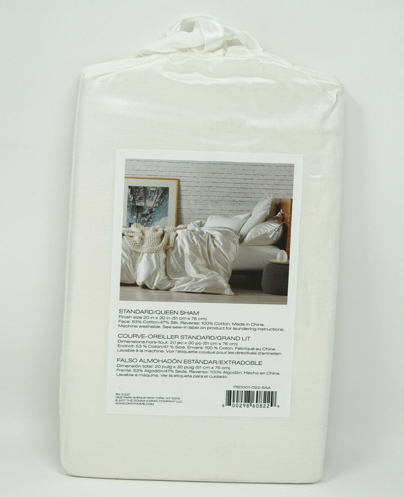 DKNY Pure Silk Blend Pillow Sham - STANDARD / QUEEN - Ivory