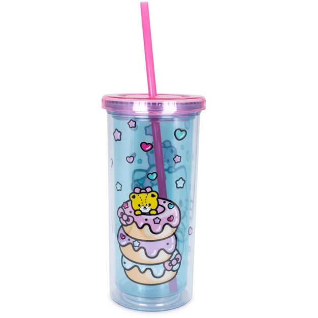 Silver Buffalo Hello Kitty Stacked Donuts Carnival Cup With Lid And Straw Holds 20 Ounces