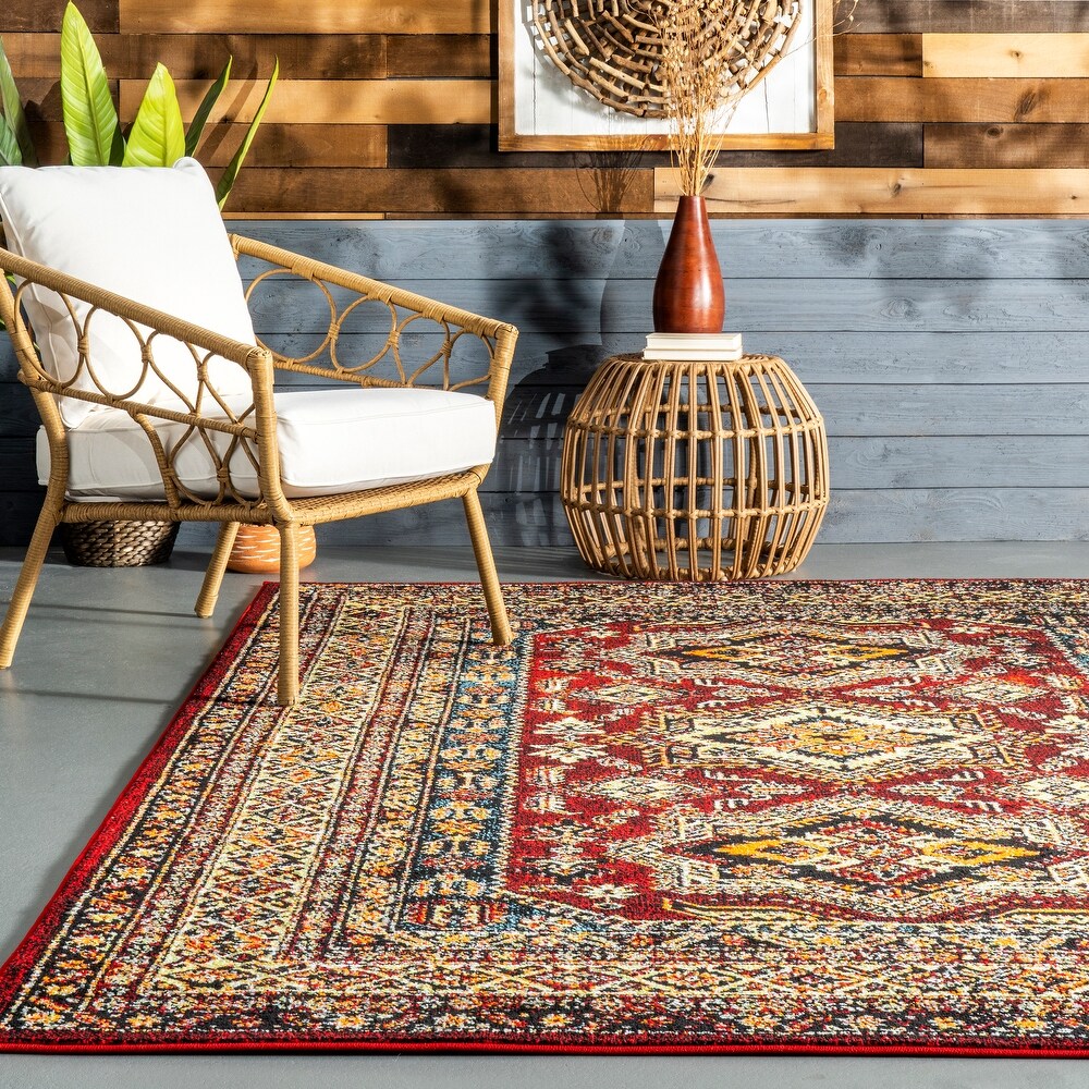 Brooklyn Rug Co Traditional Indoor/ Outdoor Medieval Herald border Area Rug