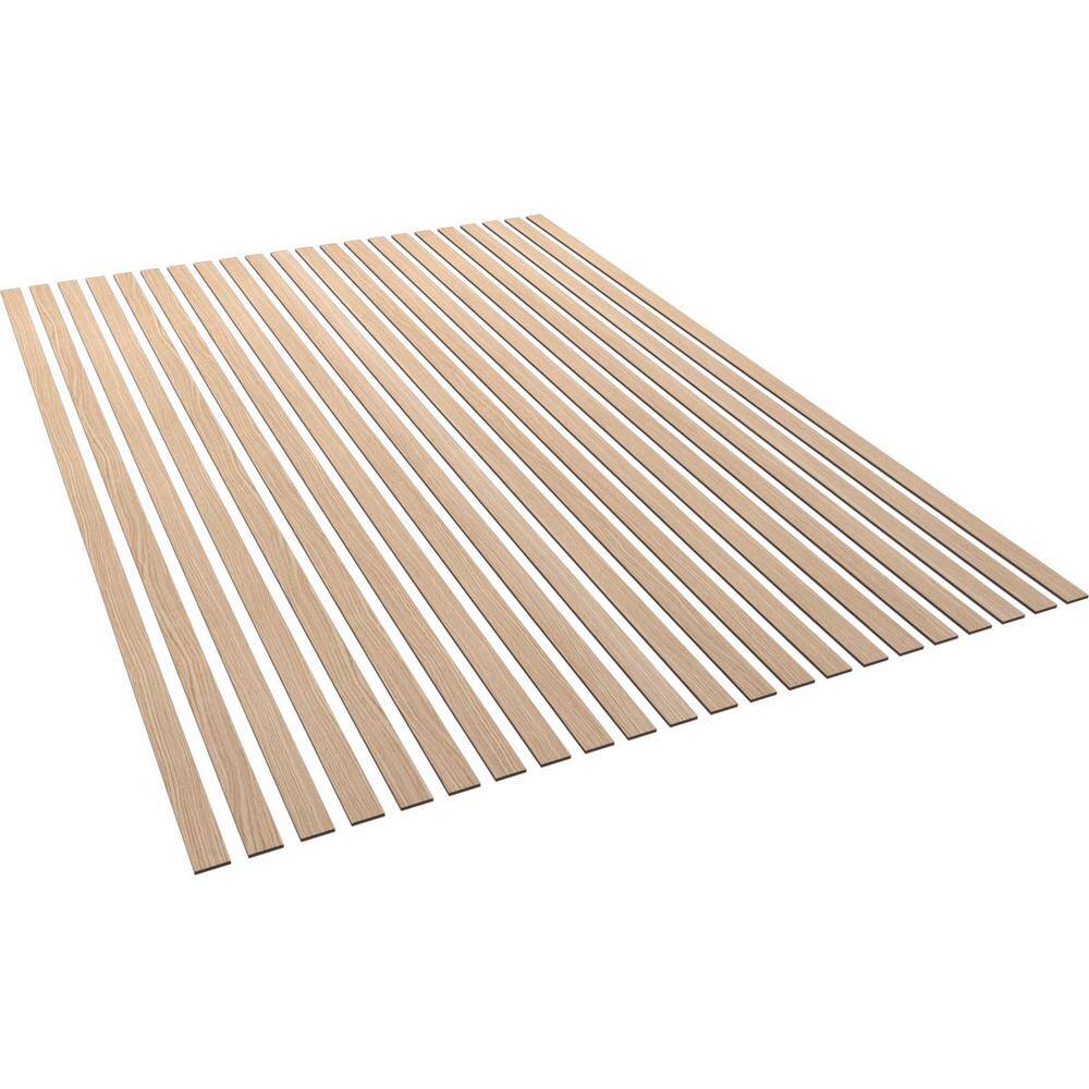 Ekena Millwork 94-in H x-14-in T Adjustable Wood Slat Wall Panel Kit w2-in W Slats Red Oak (contains 22 Slats) SWW66X94X0250RO