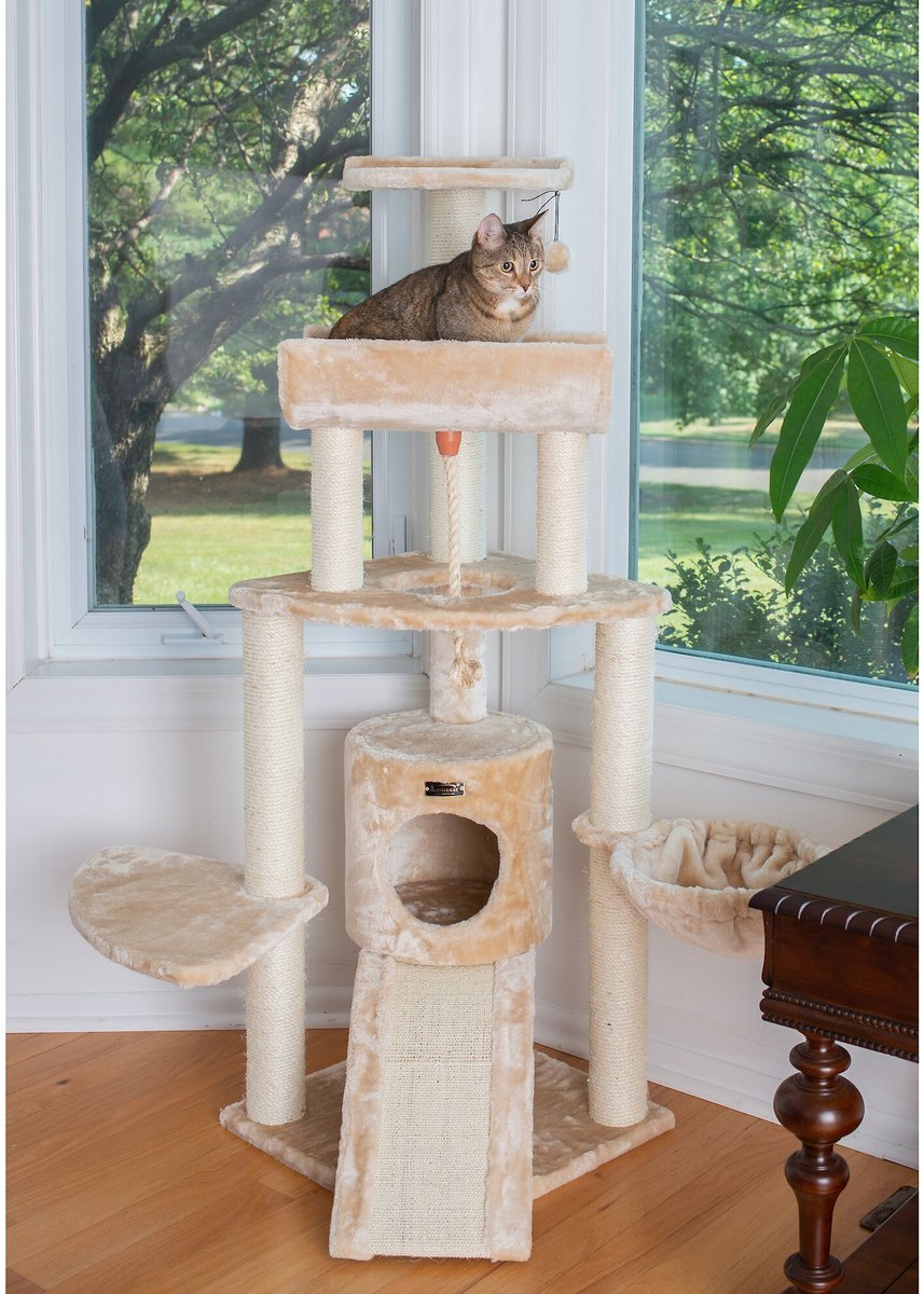 Armarkat 58-in Cat Tower and Ramp Cat Tree， Beige