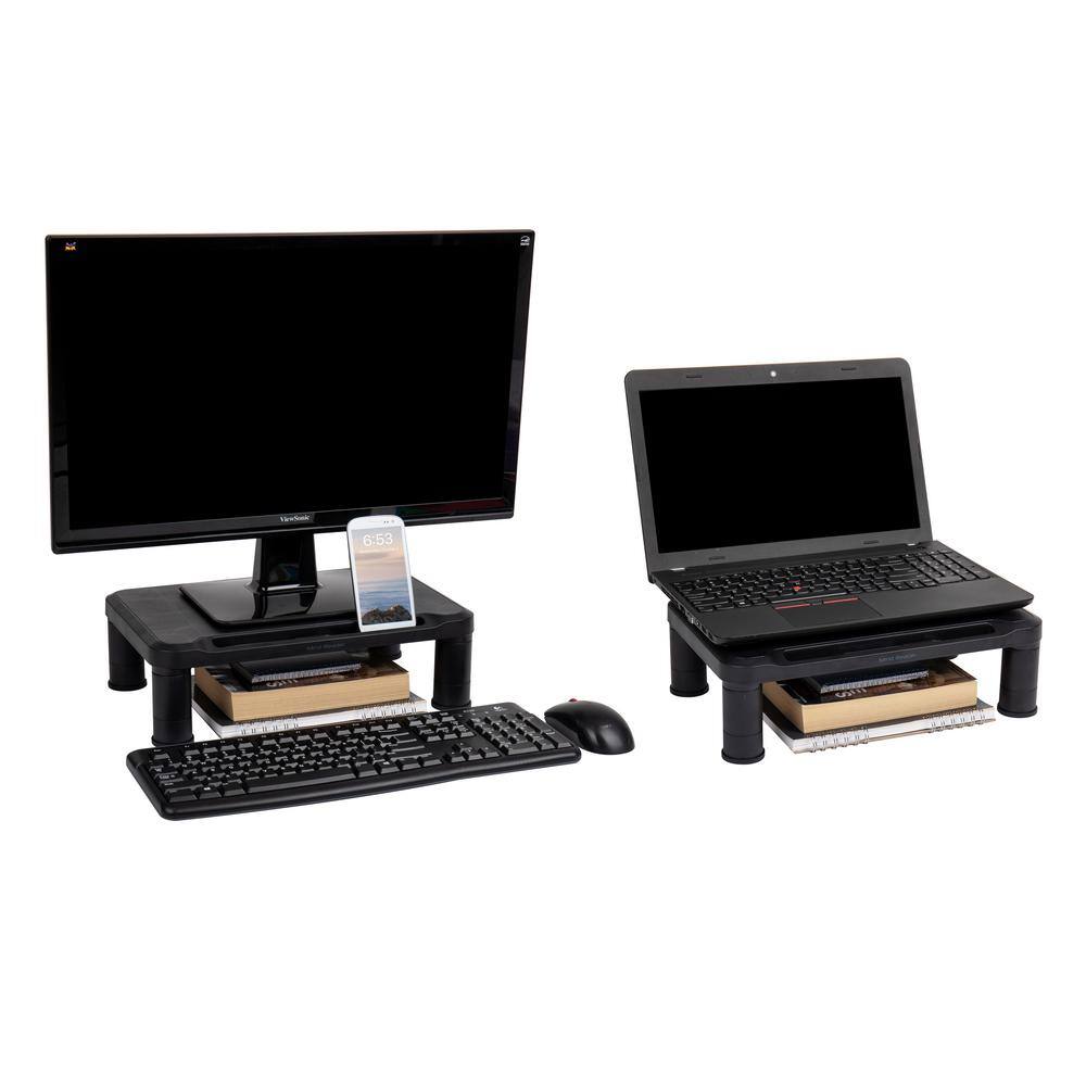 Mind Reader Small Monitor Stand Riser for Monitors and Laptops Black (2-Pack) 2SMPLMON-BLK