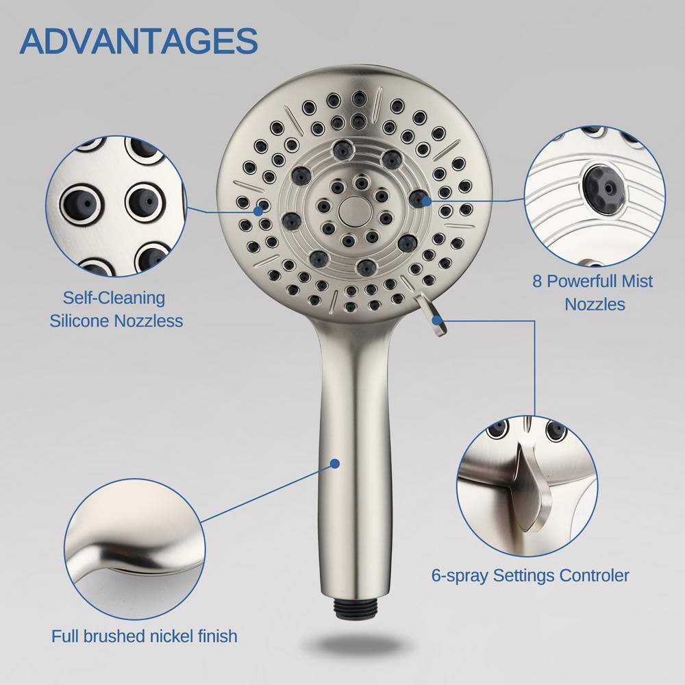 Tahanbath 6-Spray Multifunction Deluxe Wall Bar Shower Kit with Hand Shower in Brushed Nickel MS-A3794-BN-KXC