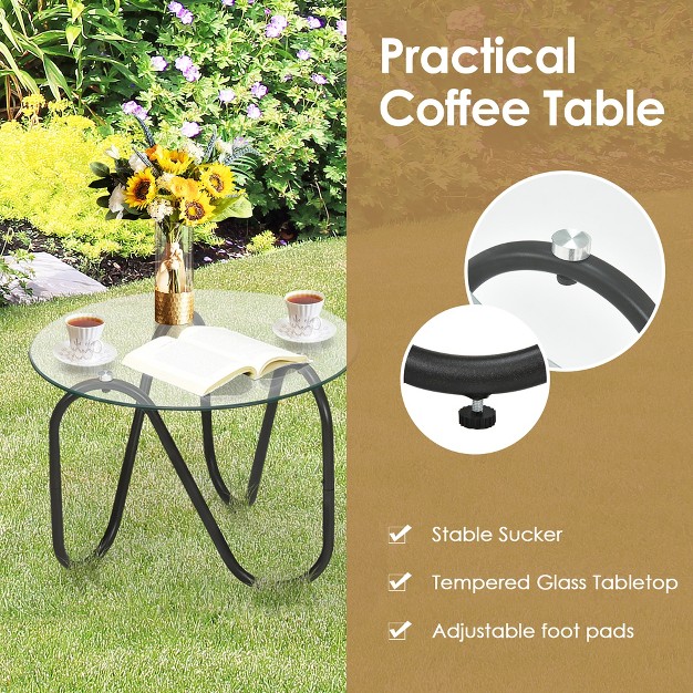 Costway 3pcs Patio Rattan Furniture Set Conversational Sofa Coffee Table Garden