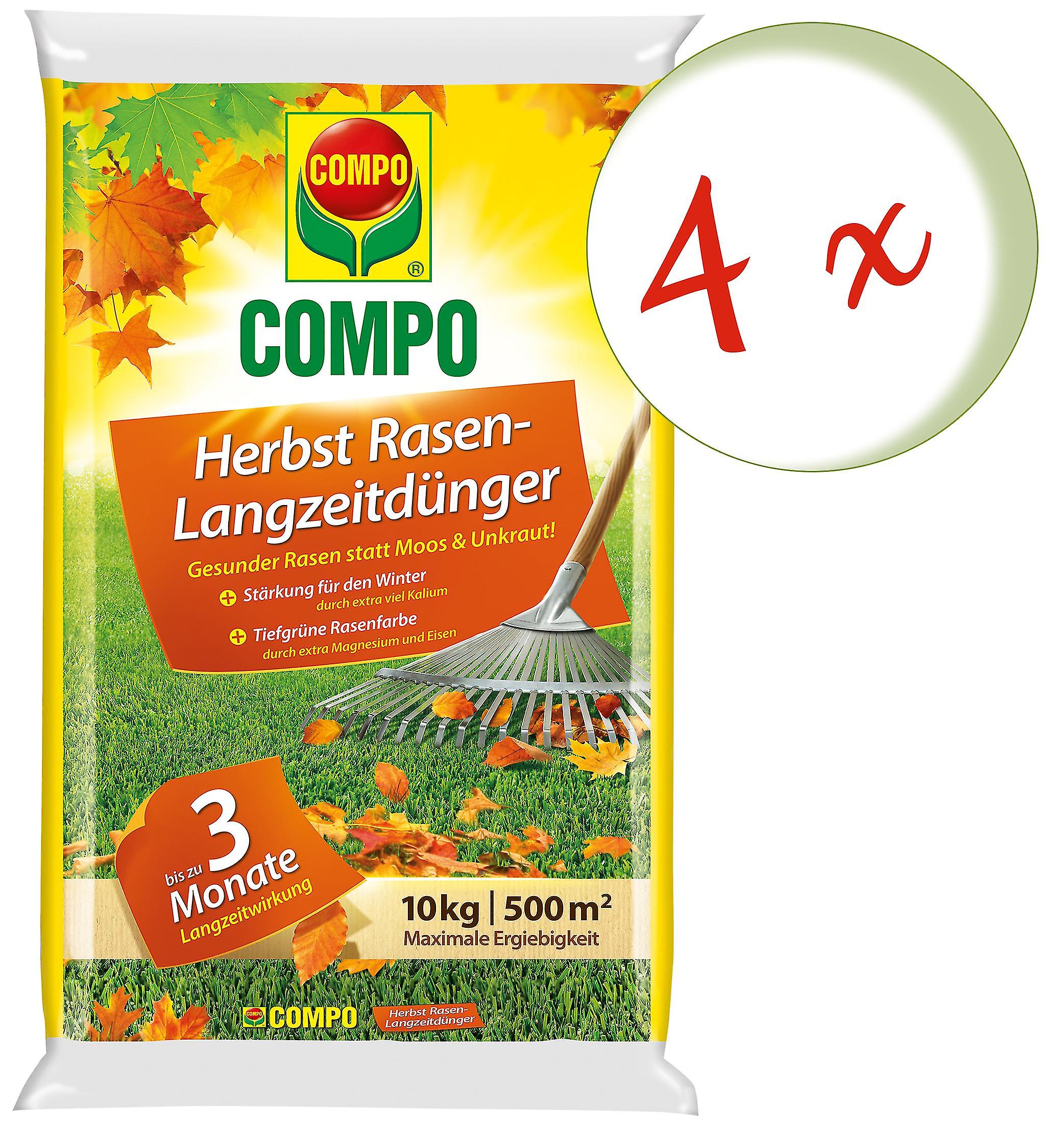 4 x COMPO Herbst Rasen-Langzeitd??nger， 10 kg