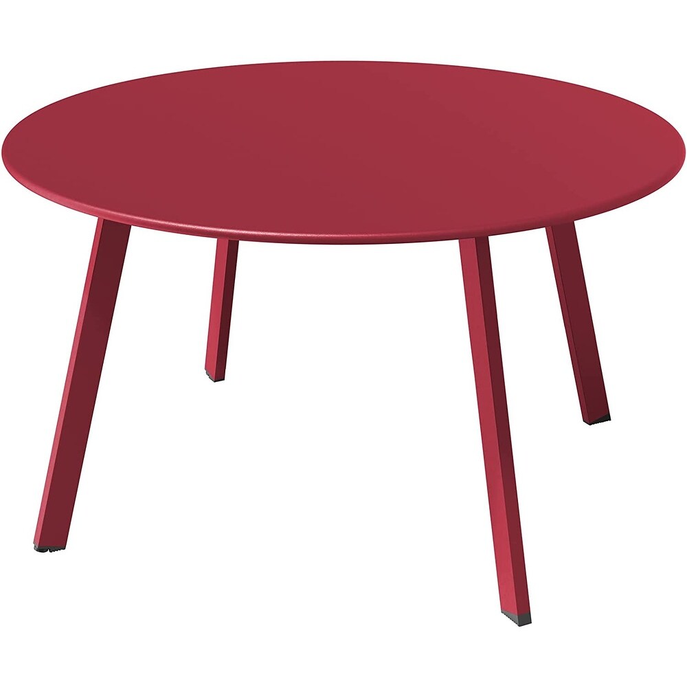 27.6 inch Red Round Coffee Table Patio Side Table