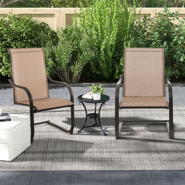 2PCS CSpring Motion Patio Dining Chairs All Weather Black/Grey