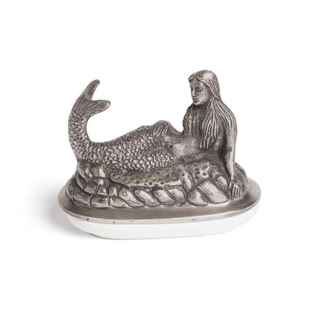 5.25 x 7 x 3.75 D in. Mermaid Butter Dish Brushed Nickel