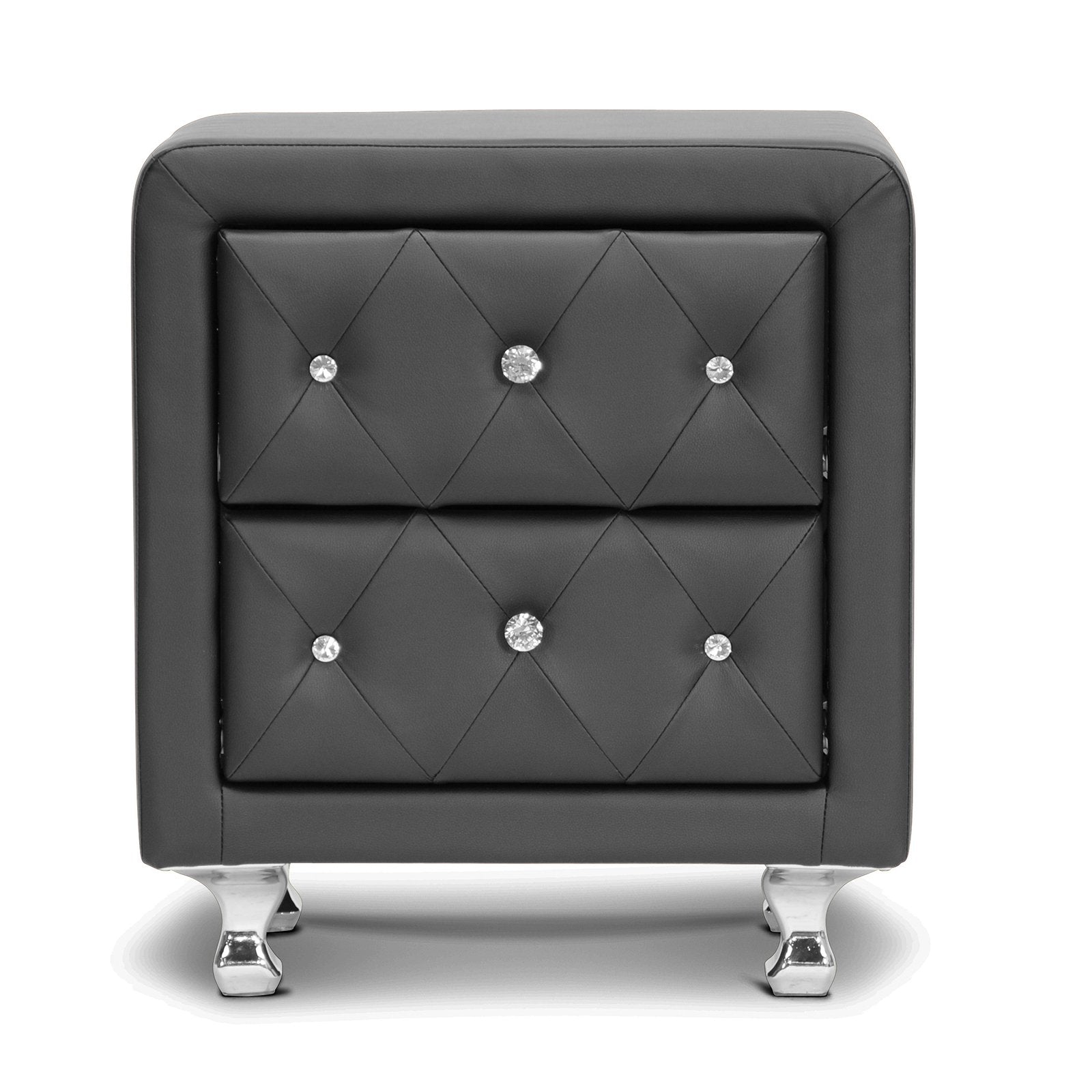 Baxton Studio Stella Crystal Tufted Upholstered Modern Nightstand