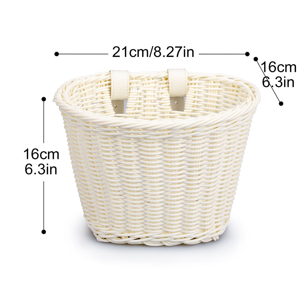 Browns Bicycle Front Basket Handwoven Kid Adult Bike Handlebar Carrier Bag (White)