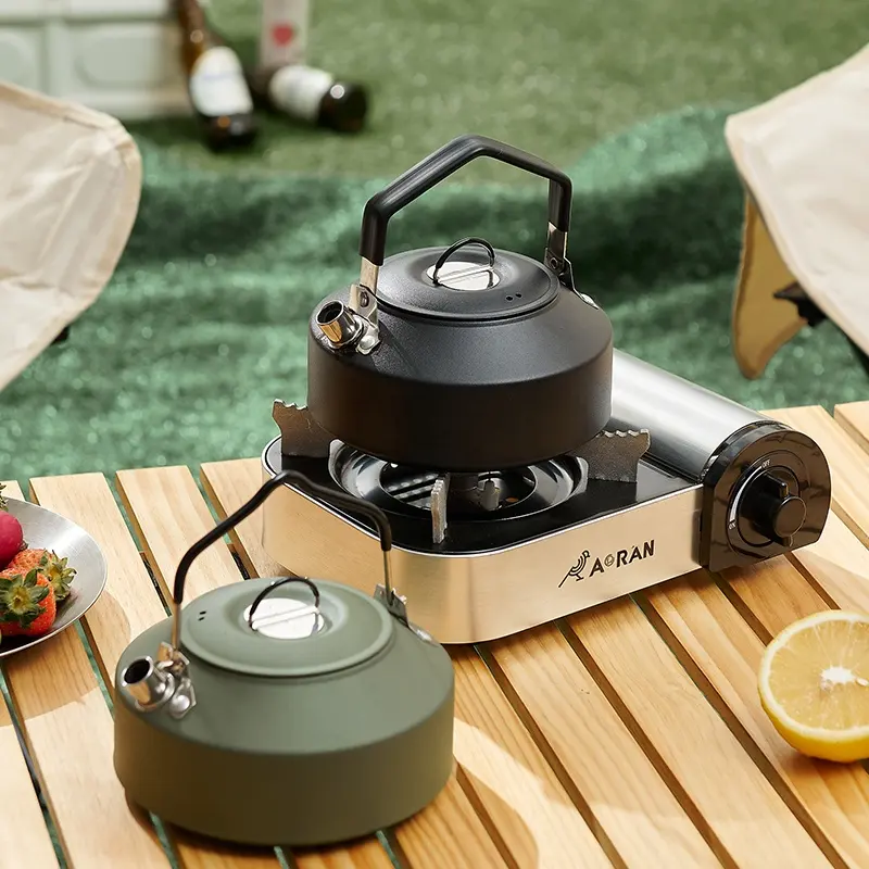 1.5L Camping Kettle Stainless Steel Portable Army Green Teapot Cooking Bushcraft Camping Pot  Factory Best Price For Hiking