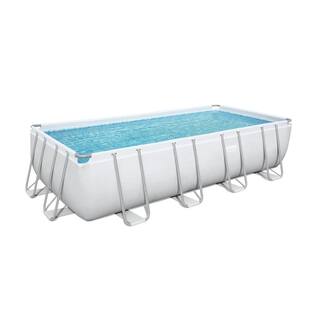 Bestway 18' x 9' Rectangular 48 in. Deep Metal Frame Above Ground Swimming Pool Set 56536E-BW