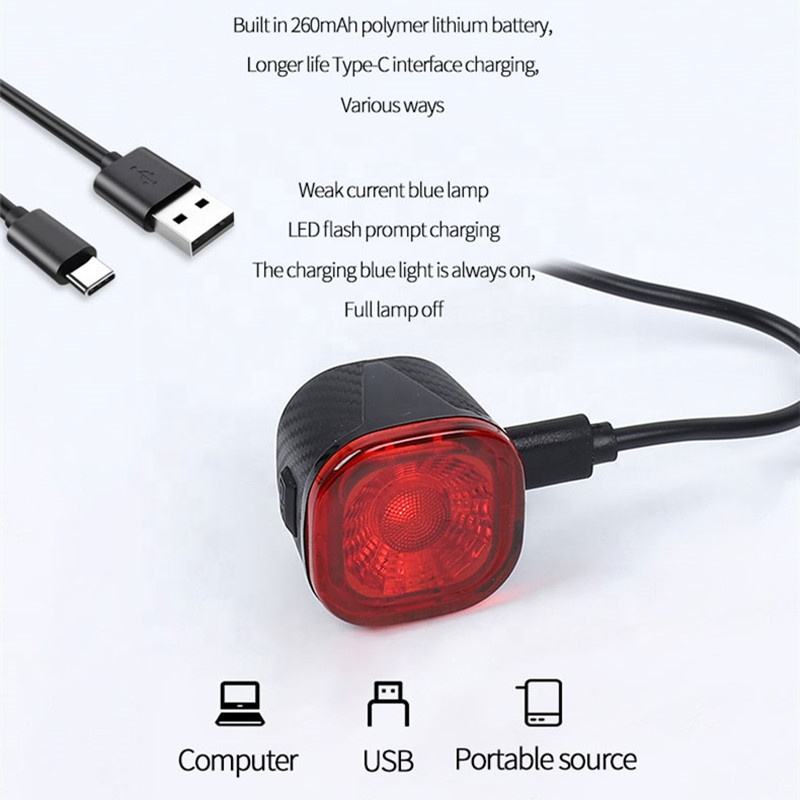 Antusi Q2S Smart Auto Brake Sensing Bicycle Taillight Waterproof USB Charging Cycling Bike Safety Warning Rear LED Light